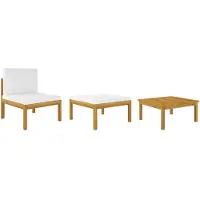 vidaXL Ensemble salon de jardin 3 pièces avec coussins bois acacia & corde