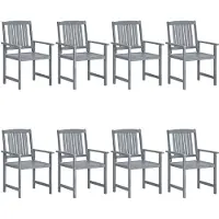 vidaXL Chaises de jardin 8 pcs. Bois massif acacia gris