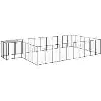 vidaXL Chenil noir 19,36 m² Acier