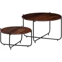 vidaXL Ensemble de tables basses 2 pièces en bois massif 60 x 35 cm