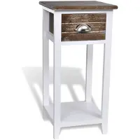 vidaXL Table de chevet avec 1 tiroir Marron et blanc 242039