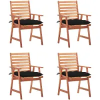 vidaXL Garten-Essstühle 4 Stk. mit Kissen Massivholz Akazie
