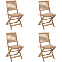vidaXL Chaises de jardin pliantes 4 pièces avec coussins en bois massif d'acacia