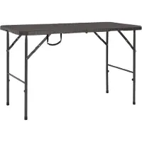 vidaXL Table de jardin pliante brune 120x60x74 cm HDPE aspect rotin