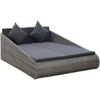 vidaXL Lit de jardin Gris 110x200 cm Poly rotin