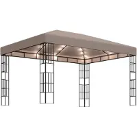 vidaXL Pavillon avec guirlande lumineuse LED 4x3 m Taupe