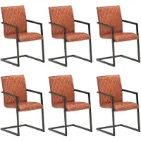 vidaXL Chaise cantilever 6 pcs. Marron Cuir véritable