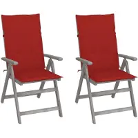 vidaXL Chaises de jardin réglables 2 pcs. avec coussins en bois massif d'acacia