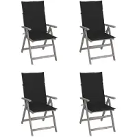 vidaXL Chaise à haut dossier Réglable 4 pièces avec coussins Bois massif Acacia