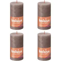 Bolsius Bougies pilier rustiques Shine 4 pcs 130x68 mm Taupe rustique