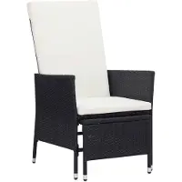 vidaXL Chaise longue de jardin avec coussins Poly rotin noir