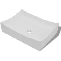 vidaXL céramique porcelaine lavabo haute brillance blanc