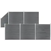 vidaXL Kit de clôture WPC 5 carrés + 1 pente 965x186 cm Gris