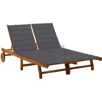 vidaXL Bain de soleil 2 personnes avec coussins en bois massif d'acacia