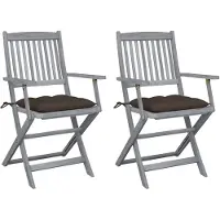 vidaXL Chaises de jardin pliantes 2 pcs. avec coussins en bois massif d'acacia