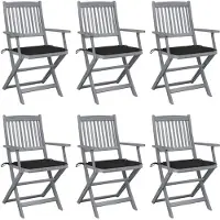 vidaXL Chaises de jardin pliantes 6 pièces avec coussin en bois massif d'acacia