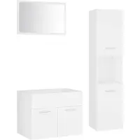 vidaXL Ensemble de meubles de salle de bain blanc en bois composite