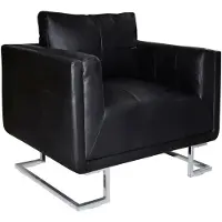 vidaXL Fauteuil cube avec pieds chromés Noir Similicuir