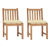 vidaXL Chaises de jardin 2 pcs. avec coussins teck massif