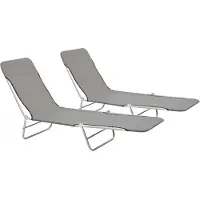 vidaXL Bancs pliants 2 pcs. acier et tissu gris