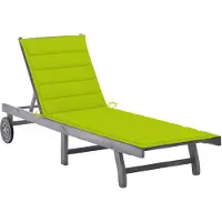 vidaXL Chaise longue avec support Gris acacia bois massif