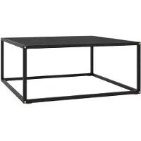vidaXL Table basse noire avec verre noir 80x80x35 cm