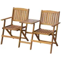 vidaXL Banc de jardin pliable avec table de thé 140 cm en bois massif d'acacia