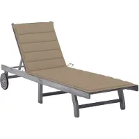 vidaXL Chaise longue avec support Gris acacia bois massif