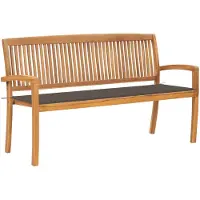 vidaXL Banc de jardin empilable avec support 159 cm bois massif teck