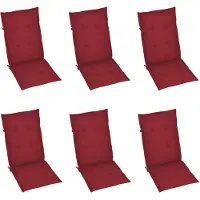vidaXL Coussin pour chaise de jardin à haut dossier 6 pcs. Rouge vin 120x50x3 cm