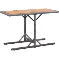 vidaXL Table de jardin anthracite poly rotin et bois massif acacia