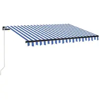 vidaXL Store manuel rétractable avec LED 350x250 cm bleu et blanc