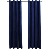 vidaXL Rideaux occultants et anneaux 2pcs Velours Bleu foncé 140x225cm