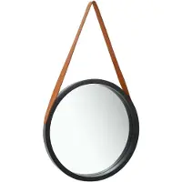 vidaXL Miroir mural avec ceinture 40 cm noir