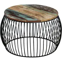 vidaXL Table basse ronde en vieux bois massif 68x37 cm