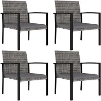 vidaXL Chaises de jardin 4 pcs. Poly rotin gris