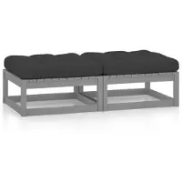 vidaXL Tabouret de jardin avec coussin 2 pcs. Pin massif