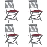 vidaXL Chaises de jardin pliantes 4 pièces avec coussins en bois massif d'acacia