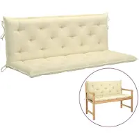 vidaXL Coussin pour banc de jardin blanc crème 150x(50+50)x7 cm tissu Oxford