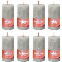 Bolsius Bougies pilier rustiques Shine 8 pcs 100x50 mm Gris sableux
