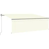 vidaXL Store automatique rétractable avec volant 4x3 m Crème