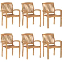 vidaXL Chaises de jardin empilables 6 pcs. Bois massif teck