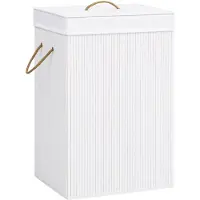 vidaXL Panier à linge avec une seule section bambou blanc