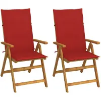 vidaXL Chaises longues de jardin 2 pcs. avec coussins acacia massif