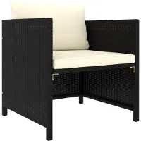 vidaXL Canapé de jardin avec coussins noir Poly rotin