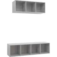 vidaXL Ensemble d'armoires TV 2 pièces gris béton Bois composite