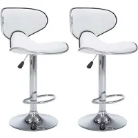 vidaXL Tabouret de bar 2 pcs. Blanc Similicuir
