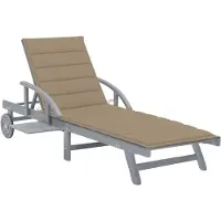 vidaXL Bain de soleil en acacia avec revêtement en beige