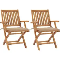 vidaXL Chaises de jardin 2 pcs. avec coussin beige teck massif