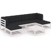 vidaXL Ensemble salon de jardin 7 pièces avec coussins blanc pin massif